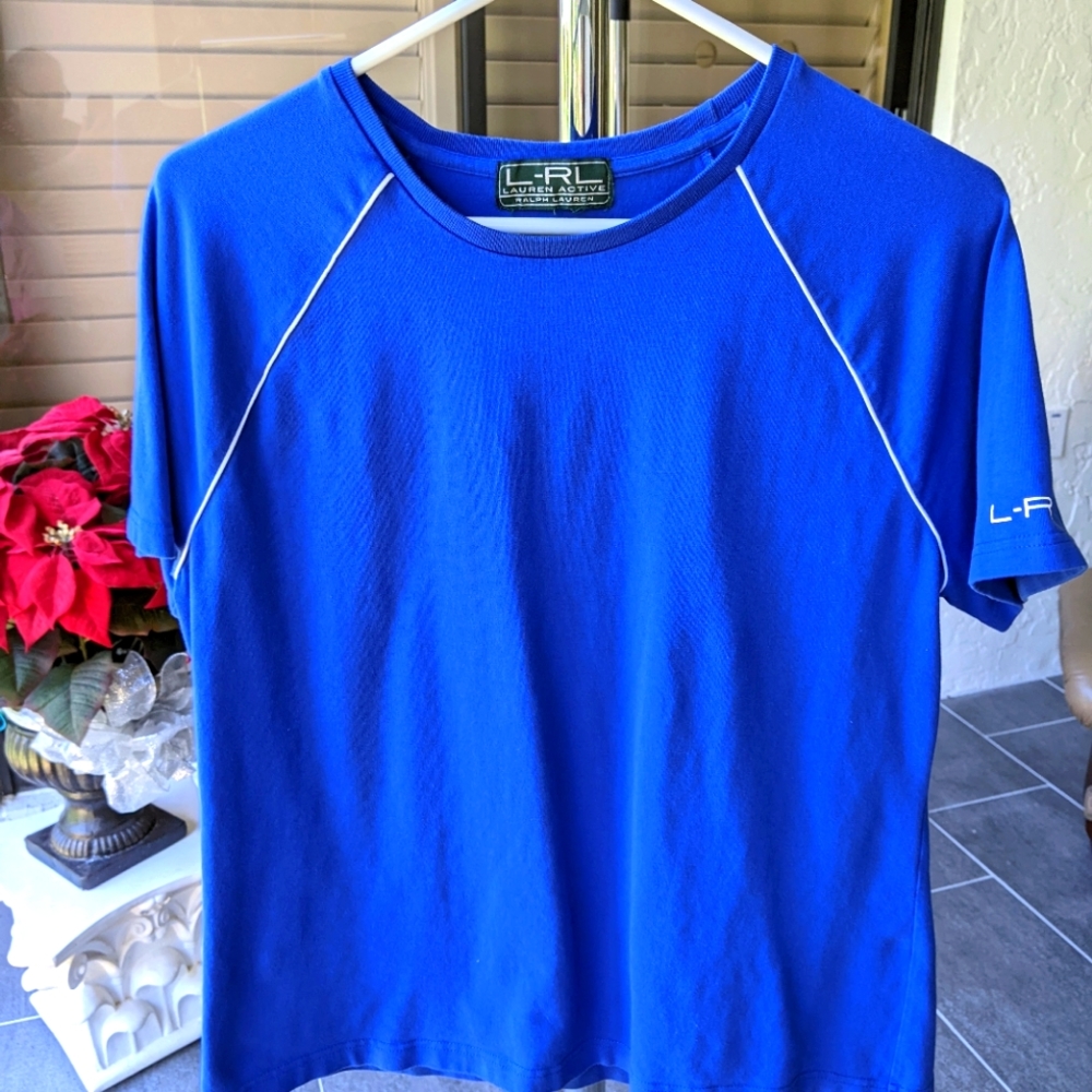 💙RL LAUREN ACTIVE CLASSIC ROYAL BLUE CREW NECK JERSEY T-SHIRT